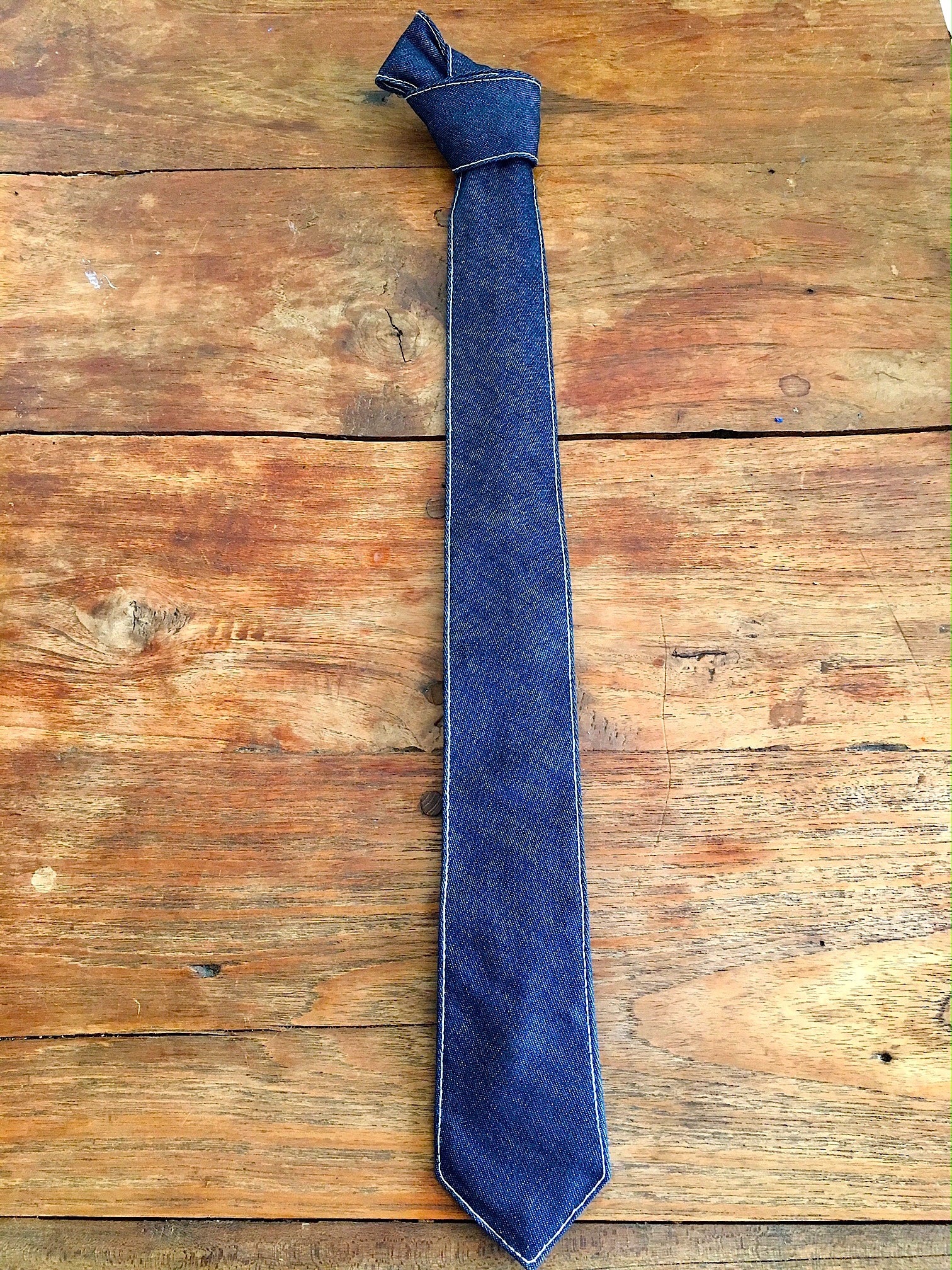 Hello Tie Denim Skinny Necktie - Unisex Cotton 2-Inch Narrow Tie For Weddings & Casual Wear