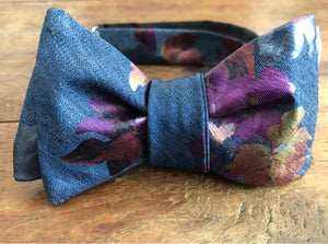 Jewel Floral Demin Bow Tie