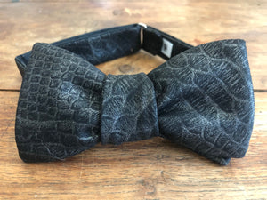 Black Denim Animal Print Bow Tie