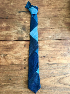 Retro Patchwork Denim Necktie